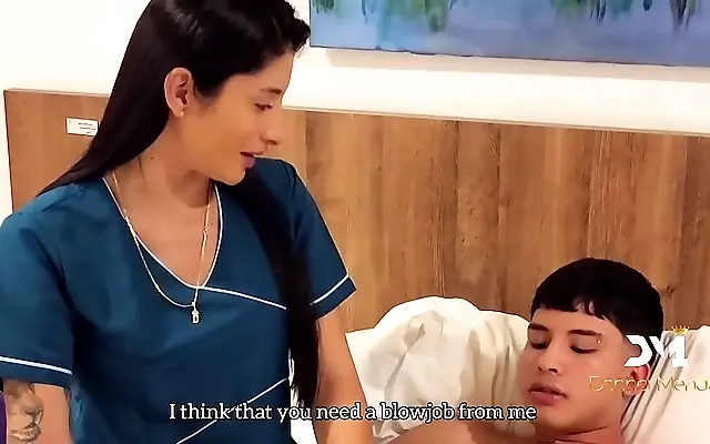 Electric tension as Salome Gil seduces with a daring self blowjob and swallows deep