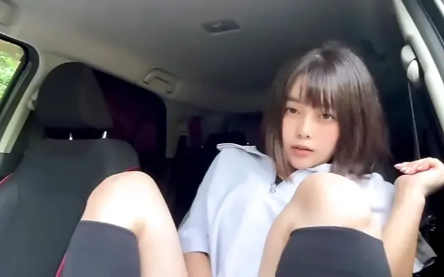 Her steamy car play gets wet and wild with a fantasy of two
