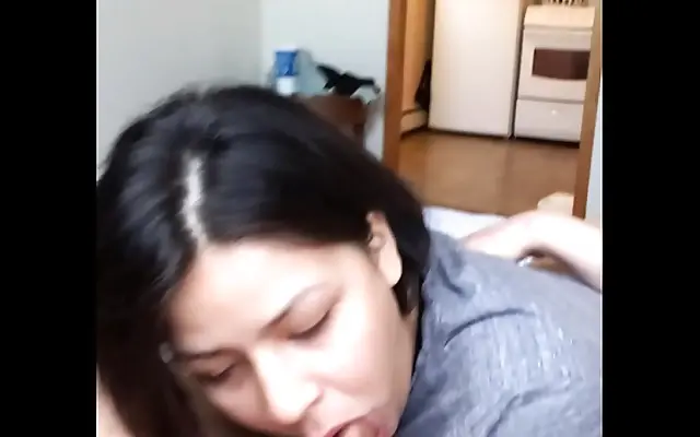Desk bends her over for hot native blowjob action