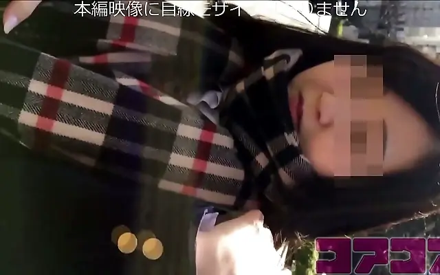 Dim evening light as a shy schoolgirl meets NHK staff behind the building