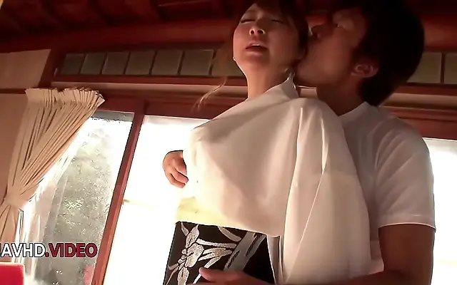 Frenzied Japanese seductress teases with a deepthroat blowjob before wild ride