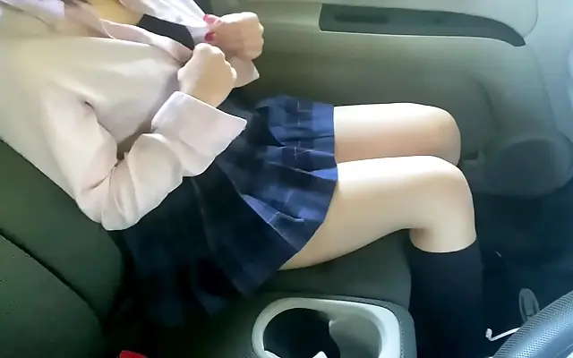Exploring her pleasure with a secret toy hidden in her panties