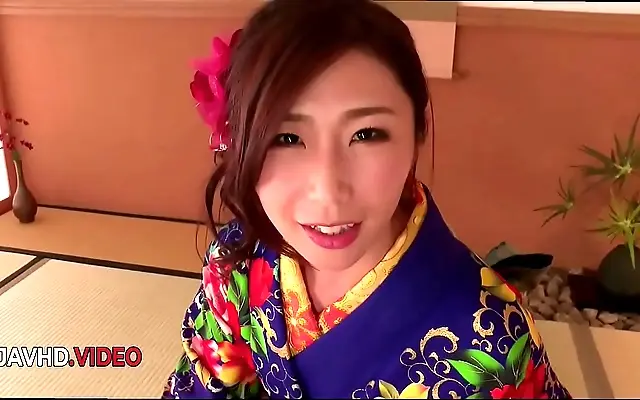 Ruby Kimono MILF Ayumi Shinoda Tempts with Passionate Blowjob and Finger Play