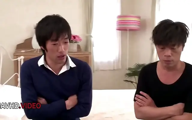 Three Way Sensation with Hot Japanese Maid Ruka's Hairy Pussy Action
